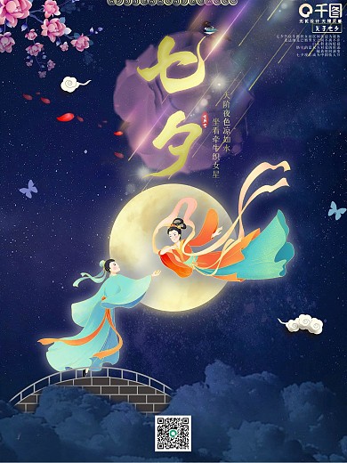 七月七情人节海报