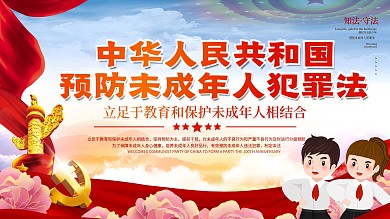 党建风预防未成年人犯罪法内容普及宣传展板