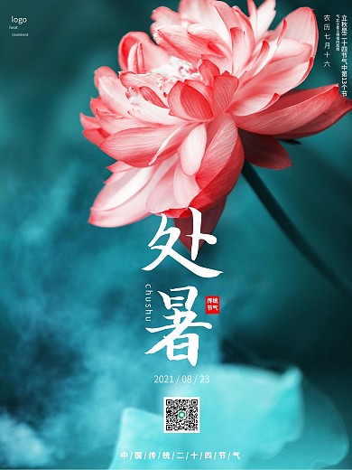 简约处暑摄影图海报