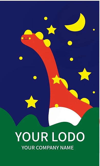 原创卡通创意长颈恐龙儿童美术培训商务名片