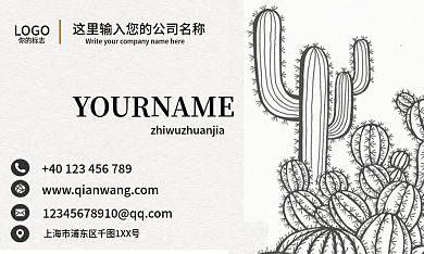 手绘仙人掌名片设计