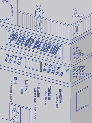 线学历教育培训招生宣传海报