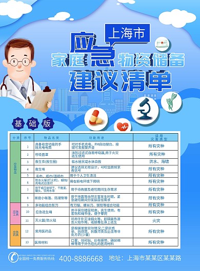 上海灾害预防家庭应急物资储备宣传