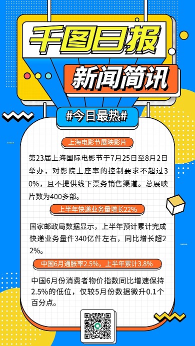 每日新闻简讯早报手机海报