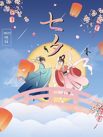 七夕星空宣传海报