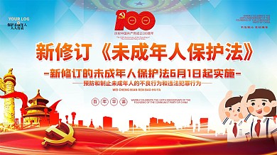 新修订未成年人保护法党建宣传展板