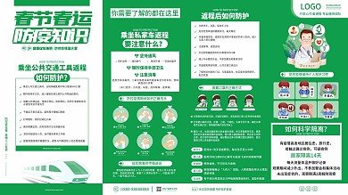 绿色简约春运防疫宣传公益展板