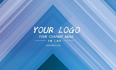 蓝色渐变几何线条拼接商务科技名片模板