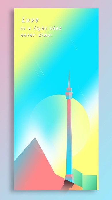 原创色彩鲜明渐变灯塔图片手机用图