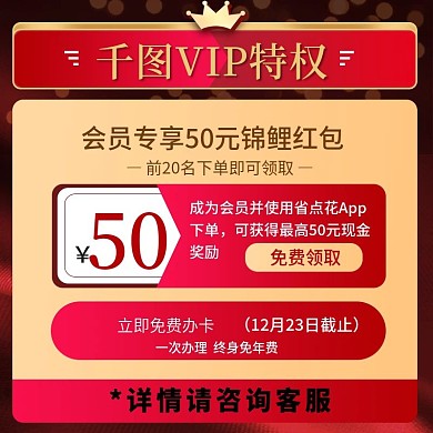 红色简约风格会员活动VIP特权主图