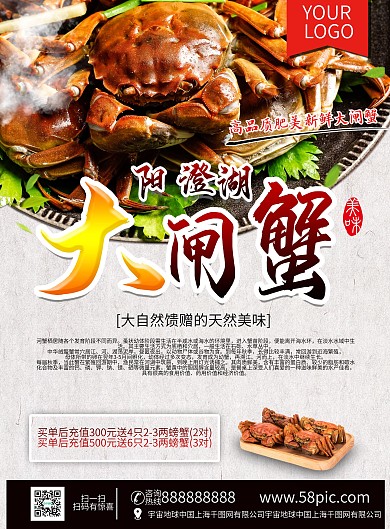 大闸蟹美食促销宣传单