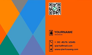 简约橙色几何商务名片设计