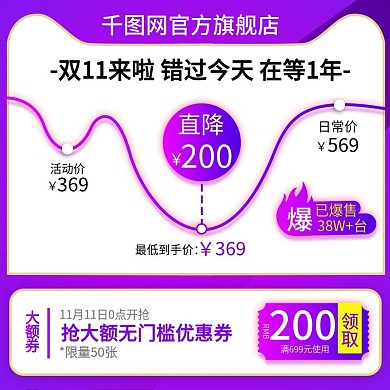 淘宝天猫紫色大气风格双十一价格趋势主图