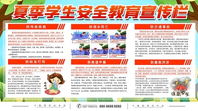 新生校园夏季安全展板