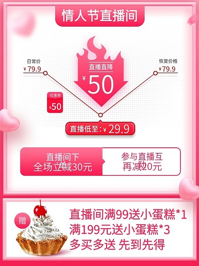 浪漫七夕情人节直播间主图直通车价格曲线