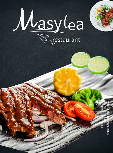 黑色西餐厅菜谱菜单