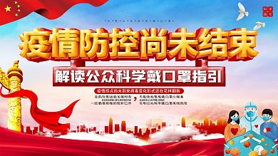 防控疫情复工复学公众科学戴口罩指引展板