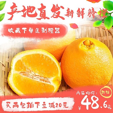 电商主图清新中国风水果橙子新鲜脐橙