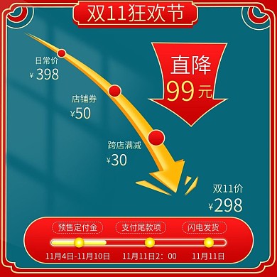 双11价格曲线炫酷潮流主图直通车模板
