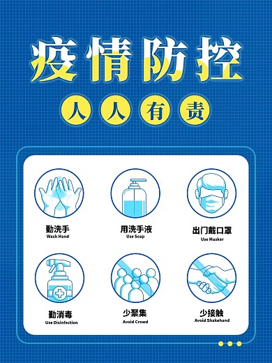 简约疫情防护指南疫情防控海报