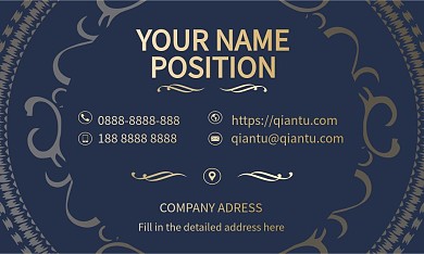 深蓝色欧式风格地产名片