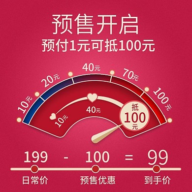 双12预售曲线主图红色直通车预付