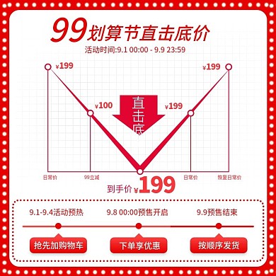 电商淘宝99划算节降价优惠券主图