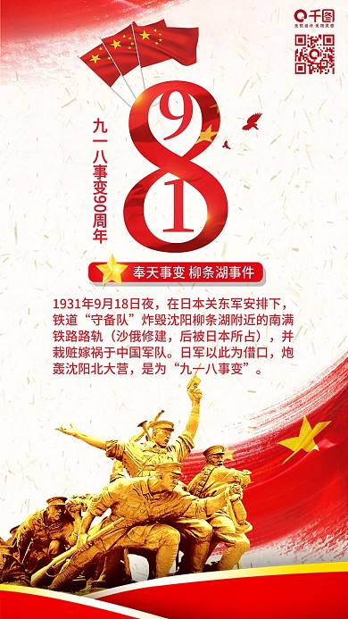 九一八事变90周年勿忘国耻海报