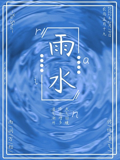 雨水二十四节气大气简约海报