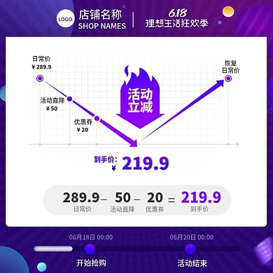 原创618京东价格曲线促销优惠活动主图