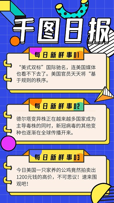 新媒体每日新闻简讯早报手机海报孟菲斯h5