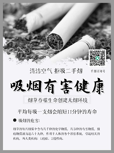 创意吸烟有害健康禁止吸烟禁烟无烟日海报配