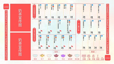 奶茶菜单奶茶菜谱价目表菜谱名竖排版