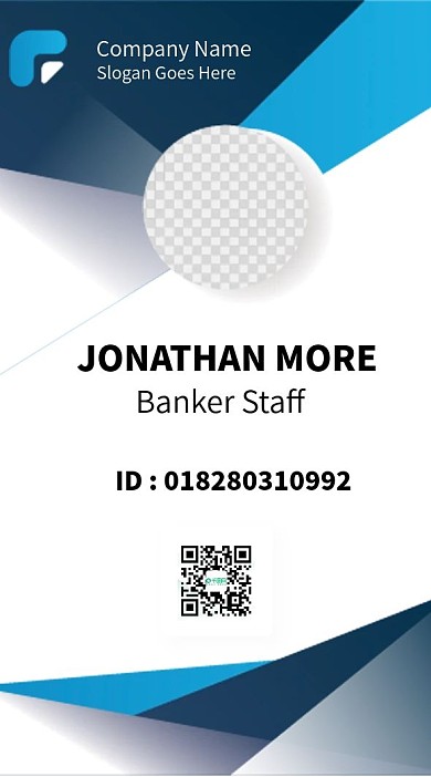 蓝色商务高端大气简洁工作证