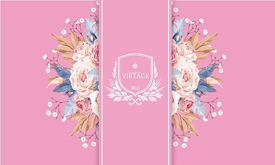 简约版粉色小清新花朵花茶卡片菜单名片手卡