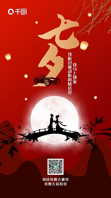 浪漫七夕情人节手机海报