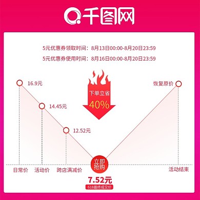 淘宝天猫主图直通车活动图活动时间降价立减