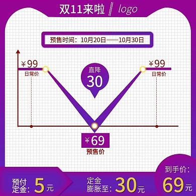 天猫双十一预售促销曲线价格主图