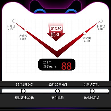 双12年终大促满减你优惠券火爆预售主图