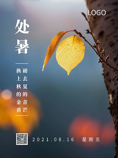 创意合成简约处暑节日摄影图海报
