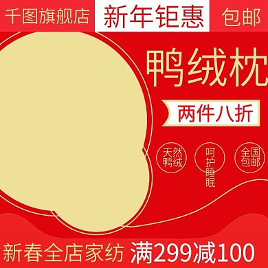 电商淘宝鸭绒枕头主图直通车