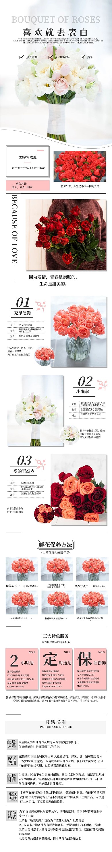 鲜花花店送花玫瑰花束生日送闺蜜女友详情页