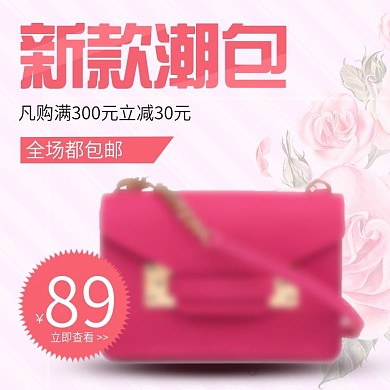 粉色小情新时尚简约可爱大气箱包主图模版