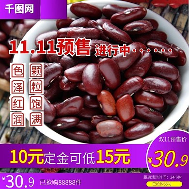 电商淘宝双11预售红豆定金抵现金简约主图