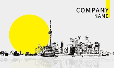 城市简约黄色圆形名片