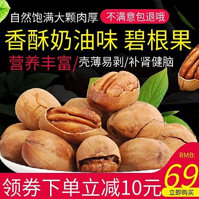 电商主图直通车简约零食坚果碧根果绿叶