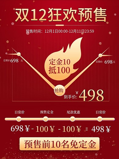 电商双12狂欢预售价格曲线主图优惠主图