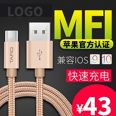 电商淘宝天猫数据线高点击主图直通车图设计