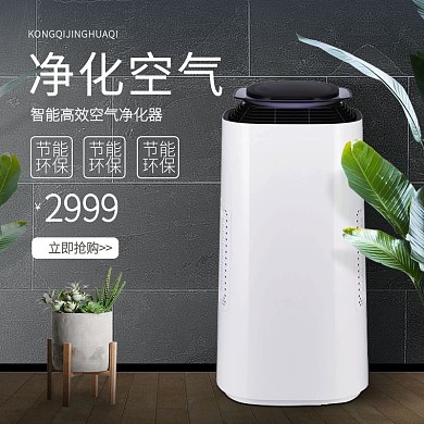 电商商务风家用电器空气净化器主图模版