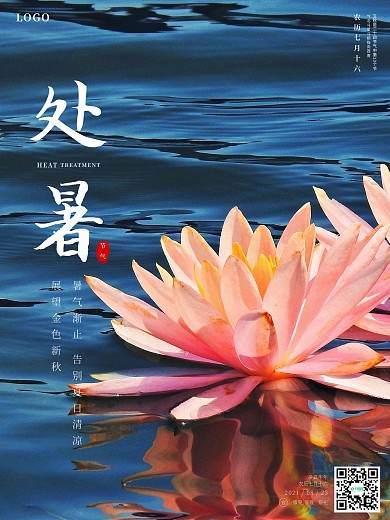 简约处暑摄影图海报